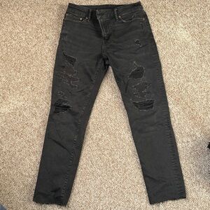 American Eagle Outfitters Black Slim Distressed Jeans